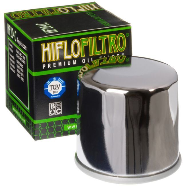 Filtr oleju HF204c chrom HONDA / KAWASAKI / YAMAHA
