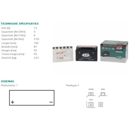 Akumulator LANDPORT ytx7a-bs 12v 6ah 152x88x94