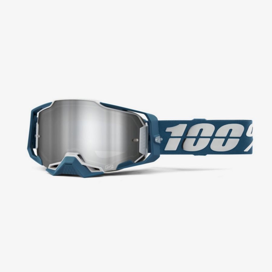 Gogle 100% armega albar flash silver niebieski