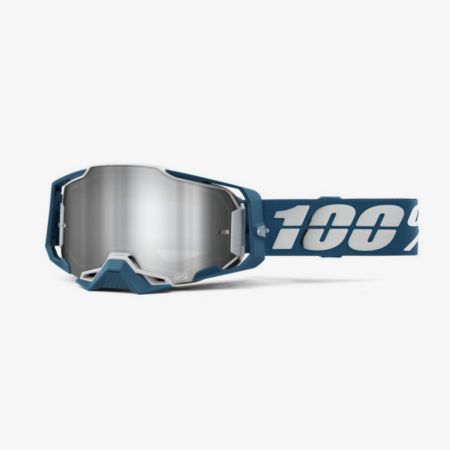 Gogle 100% armega albar flash silver niebieski