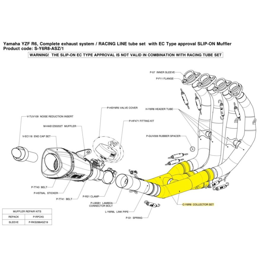 Rura łącząca AKRAPOVIC YAMAHA YZF-R6