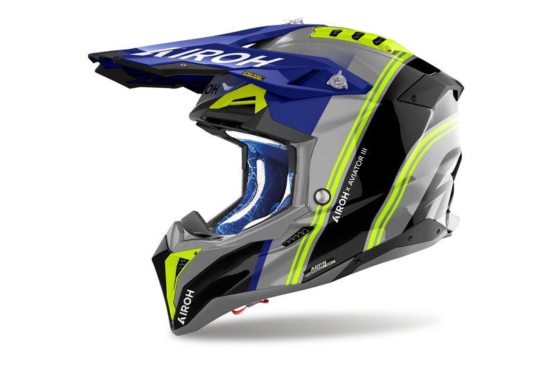 Kask AIROH AVIATOR 3 HIMA BLUE GLOSS szary S