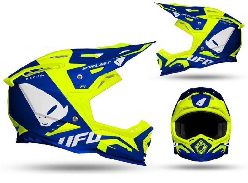 Kask echus UFO niebieski/żółty fluo XL