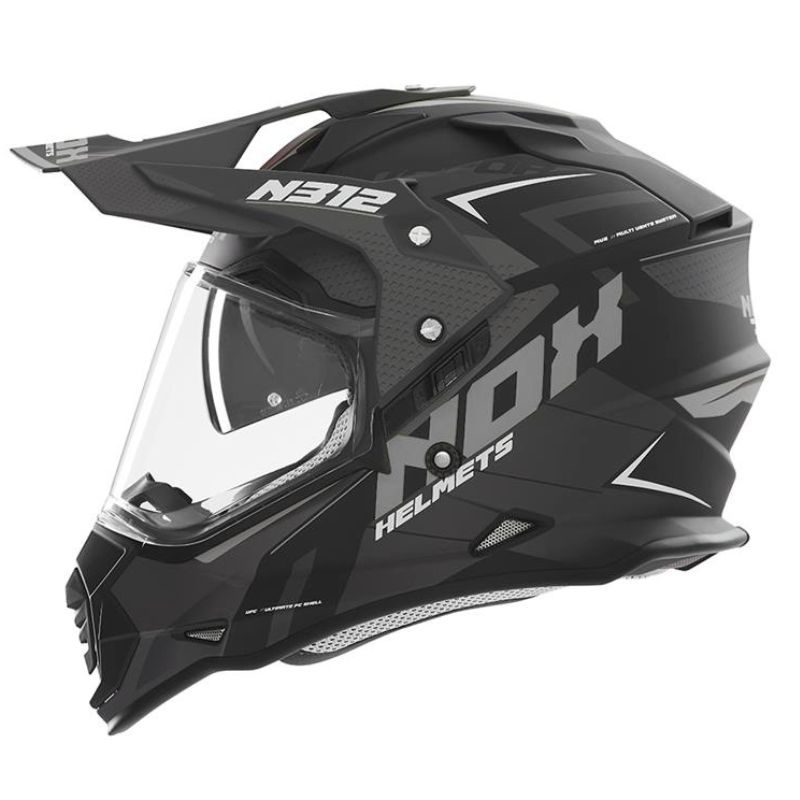 Kask NOX Dual off road N312 Vapor Czarny tytan L