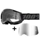 Gogle 100% STRATA 2 black clear+szybka srebrna RNR