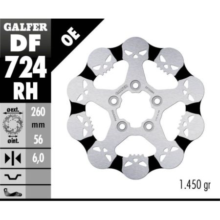 Tarcza hamulcowa GALFER SKULL 260 MM HARLEY 1200