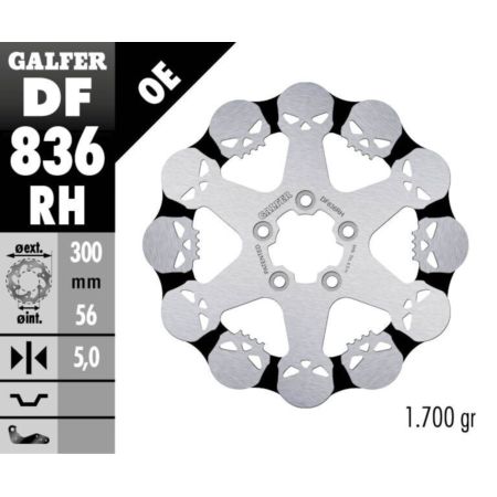Tarcza hamulcowa GALFER SKULL 300 MM HARLEY 1584