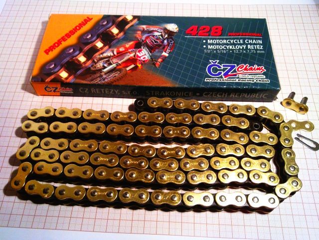 ŁAŃCUCH CZ 428MX 134 OGNIW ZŁOTY