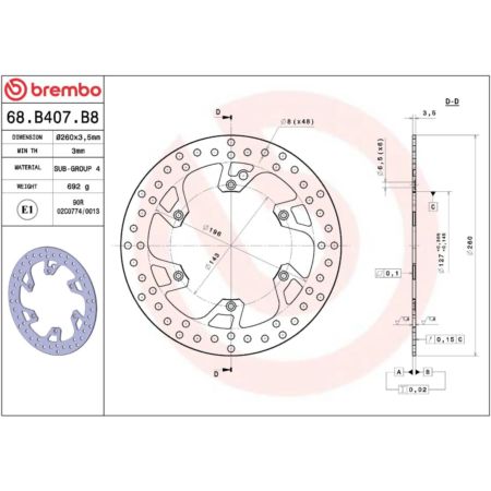 Tarcza hamulcowa BREMBO BETA RR250 2T