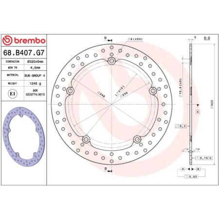 Tarcza hamulcowa BREMBO HONDA CTX700