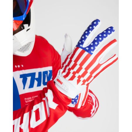 Rękawiczki THOR LAUNCHMODE PATRIOT białe XS