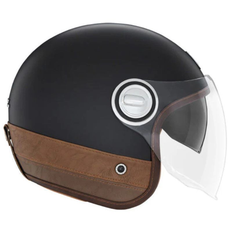NOX PREMIUM KASK OTWARTY JET HERITAGE LEATHER K...